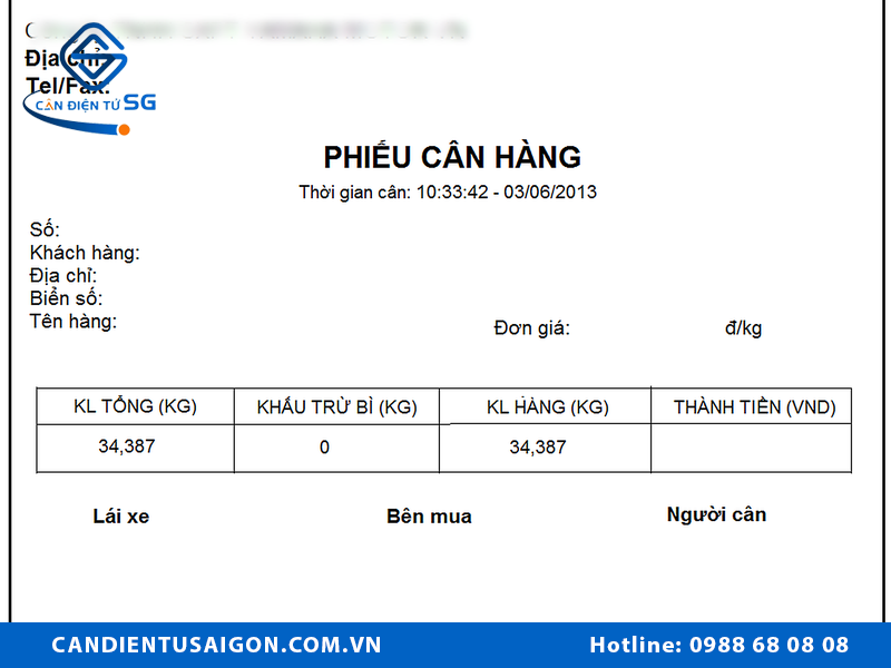 Download tải mẫu phiếu cân xe Excel mới nhất